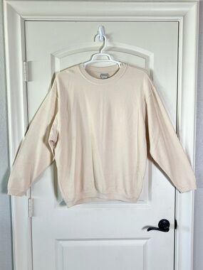 Chicka-d The Lyne Corded Crew Sweatshirt Medium Cream Oversized Pullover NWOT
